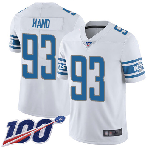 Detroit Lions Limited White Men Dahawn Hand Road Jersey NFL Football 93 100th Season Vapor Untouchable